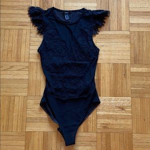 FOREVER21 Sheer Black Lace Bodysuit *SUPER SEXY*